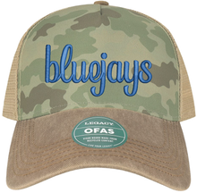 Load image into Gallery viewer, Camo 3D Bluejays Embroidered Trucker Hat
