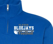 Load image into Gallery viewer, Clever Bluejays Football 1/4 Zip pullover
