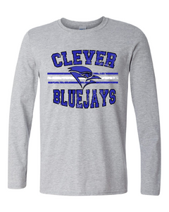 Long Sleeve Clever Bluejays Distressed Shirt