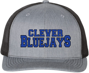 Embroidered Clever Bluejays Heather gray/ Black Richardson 112 Trucker Hat