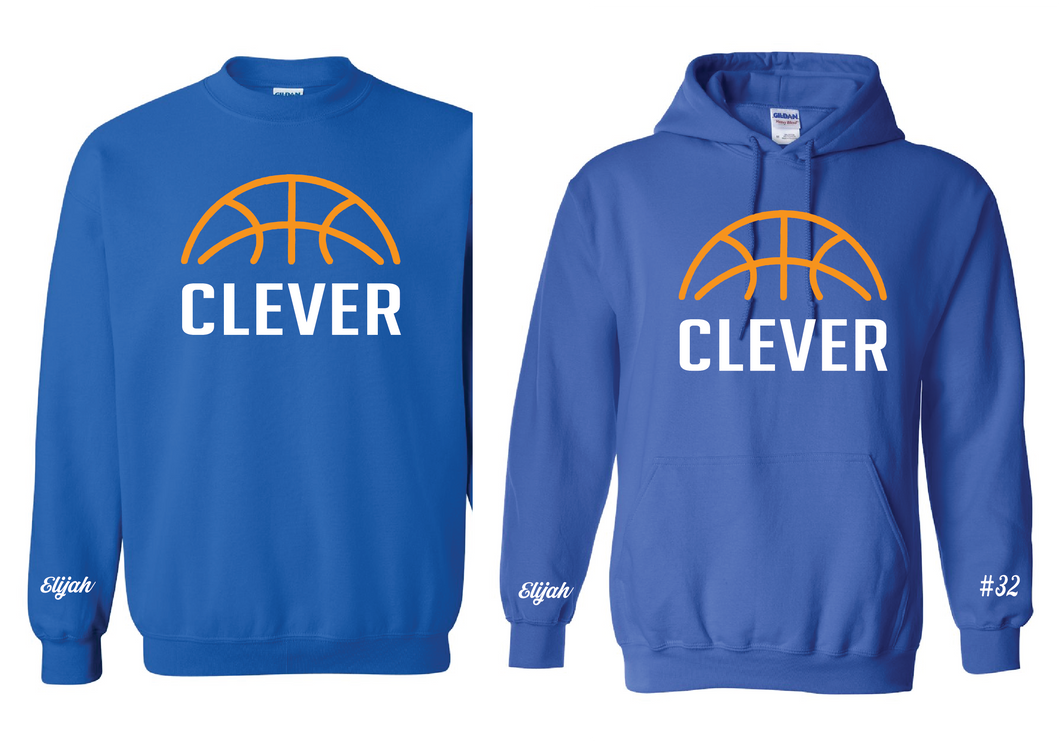 Embroidered Clever Basketball Sweatshirt or Hoodie