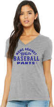 Load image into Gallery viewer, Moms Against White Baseball Pants V-neck T-shirt
