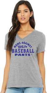 Moms Against White Baseball Pants V-neck T-shirt