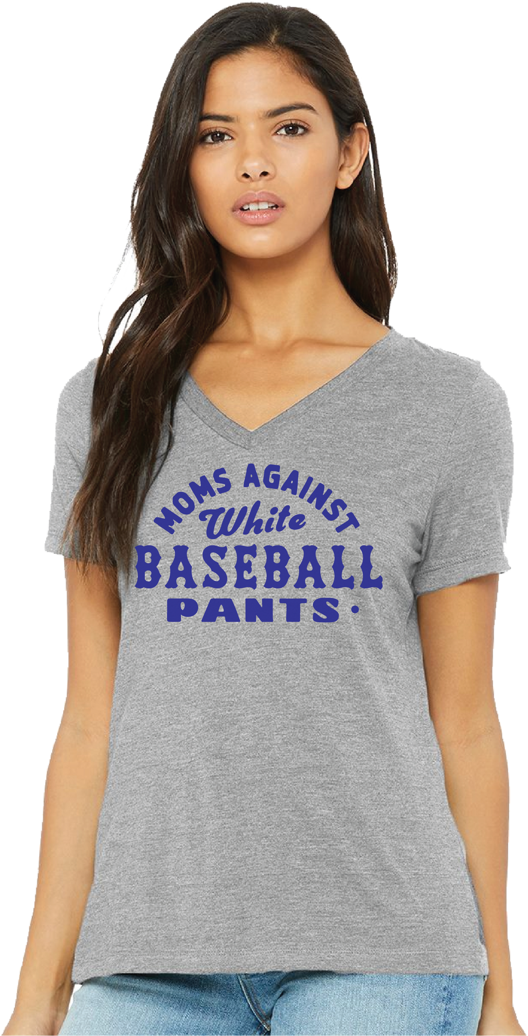 Moms Against White Baseball Pants V-neck T-shirt