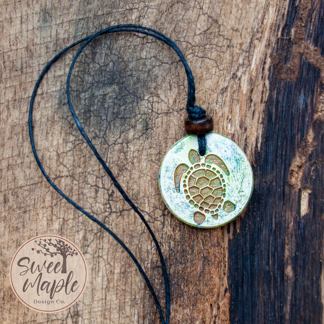 Turtle Clay Necklace